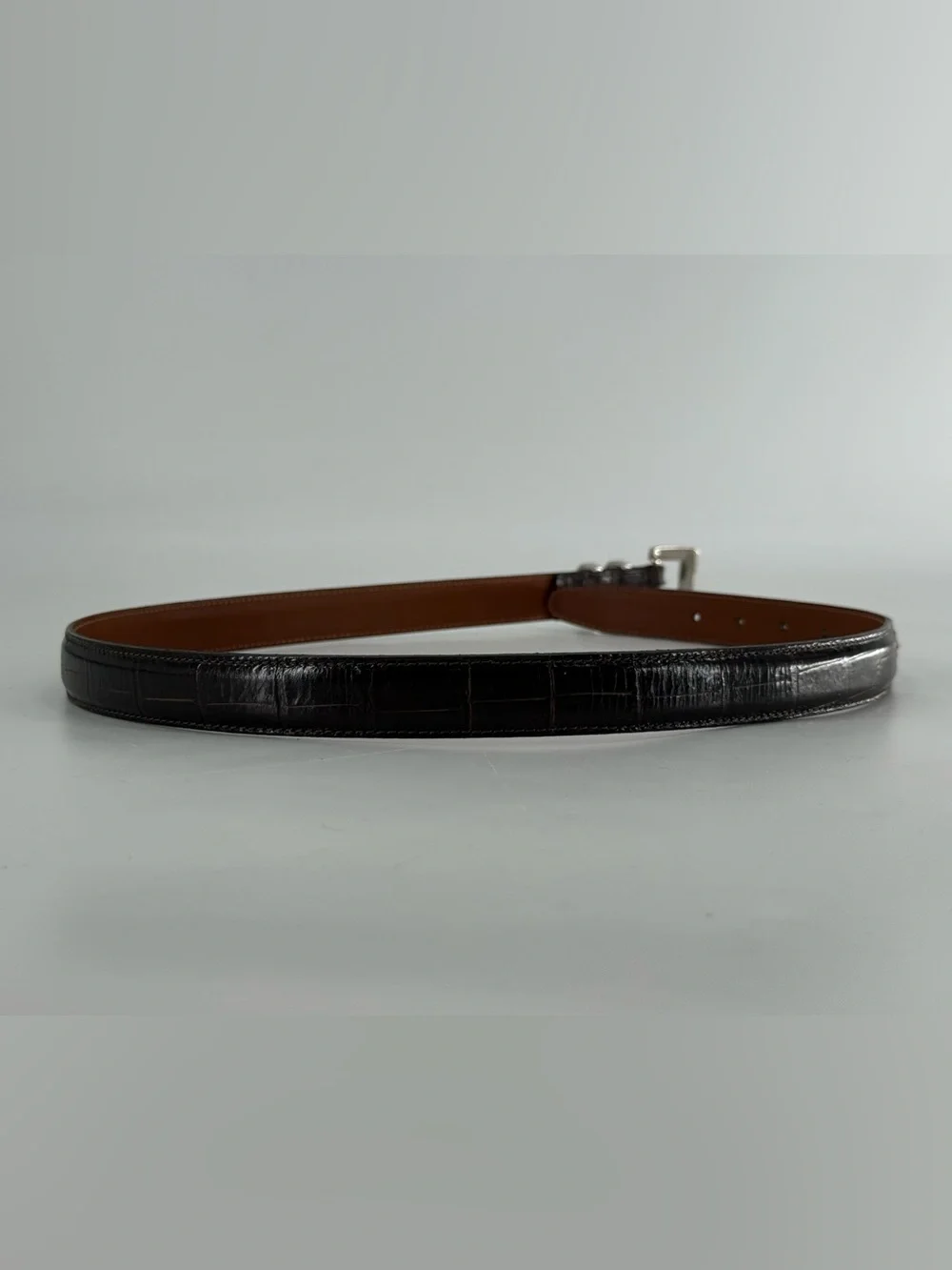 Vintage Stone Mountain Croc Embossed Dark Brown Leather‎ Belt L